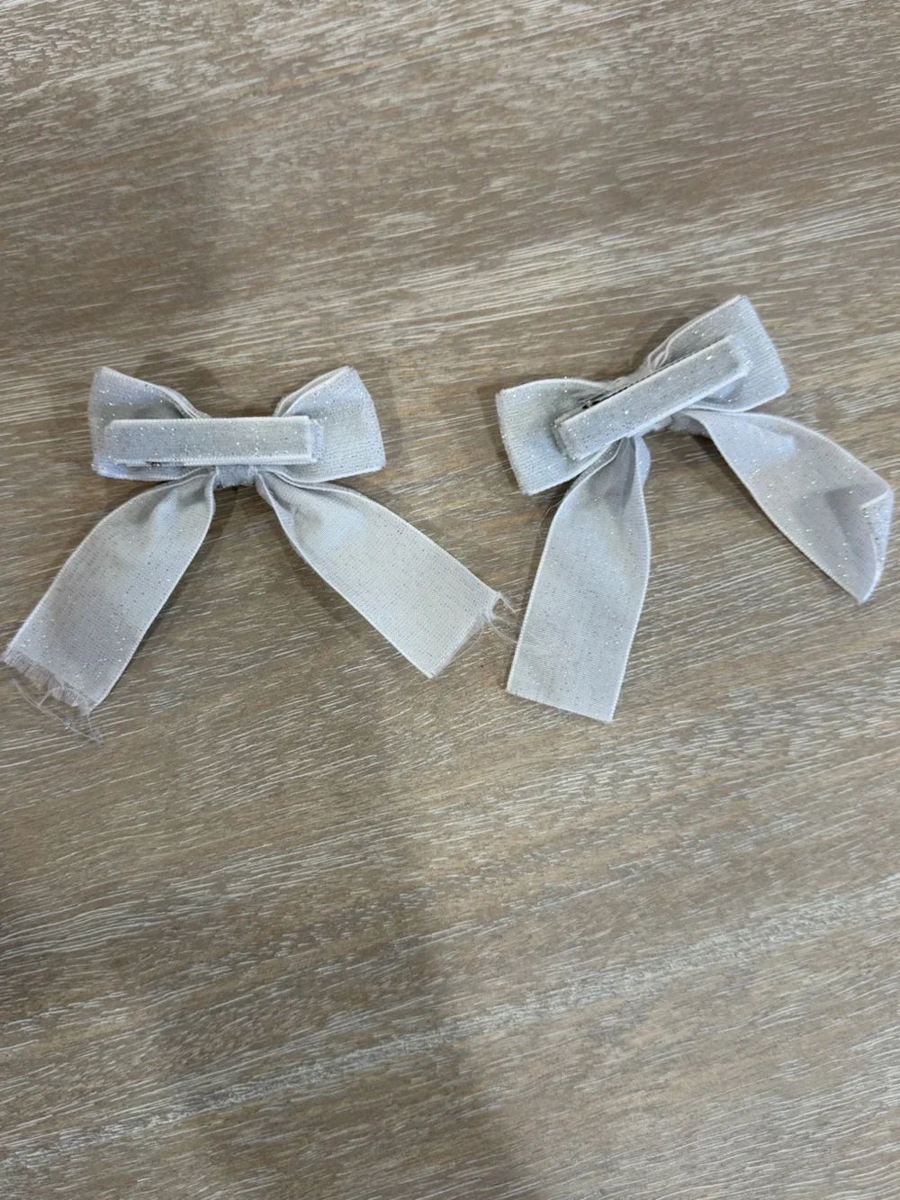 Sparkle Silver Bow Hair Clips - Set of 2